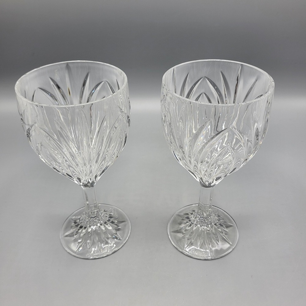 Mikasa Crystal Wine Water Goblets Park Lane Set of 2 Clear Glass Stemware 6.5"